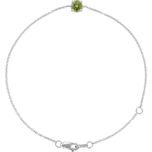 Rosary Peridot 4 Prong  Diamond Bracelet