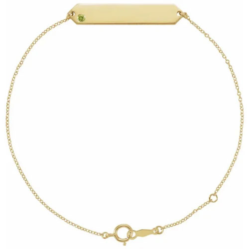 0.05 Ct Peridot Round Cut Pymma  Bracelets in 9K Yellow Gold