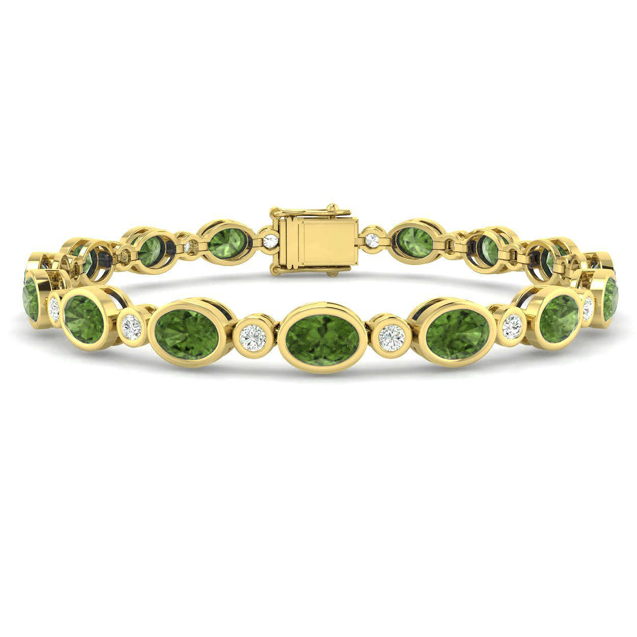 Jenova Yellow Gold Bezel Set Peridot Gemstone