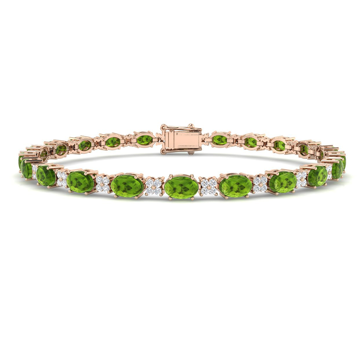 Jenovan Peridot Prong Set  Diamond Bracelet