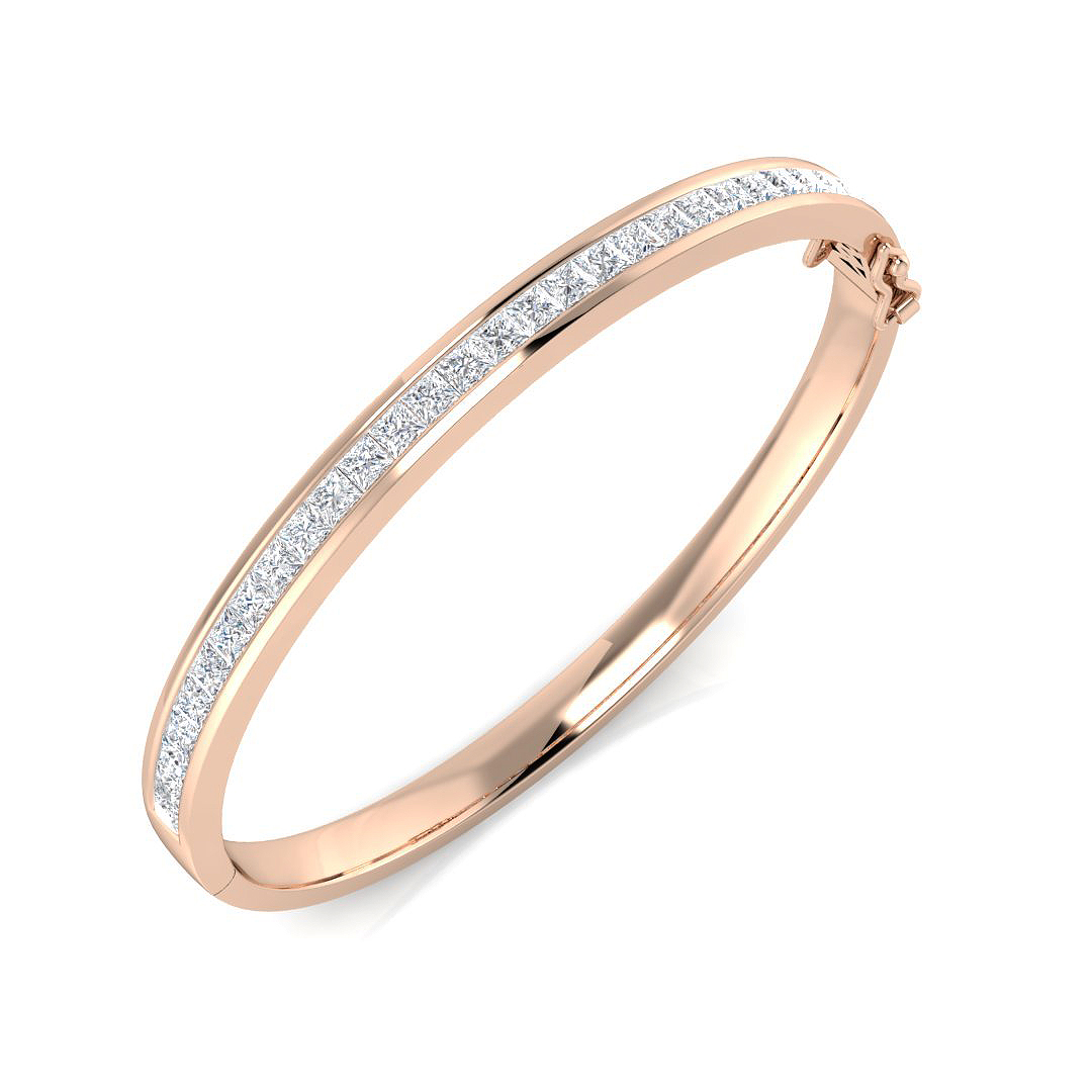 Lorinsa Natural Rose Gold Channel Set Diamond Bangle Bracelet