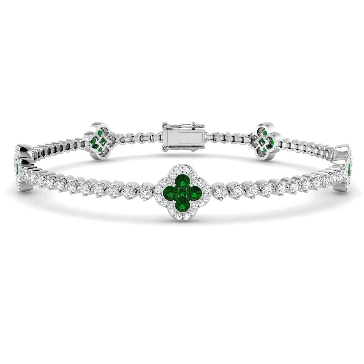 1.25 Ct Emerald Round Cut Brooke Gemstone Bracelets in Silver 925