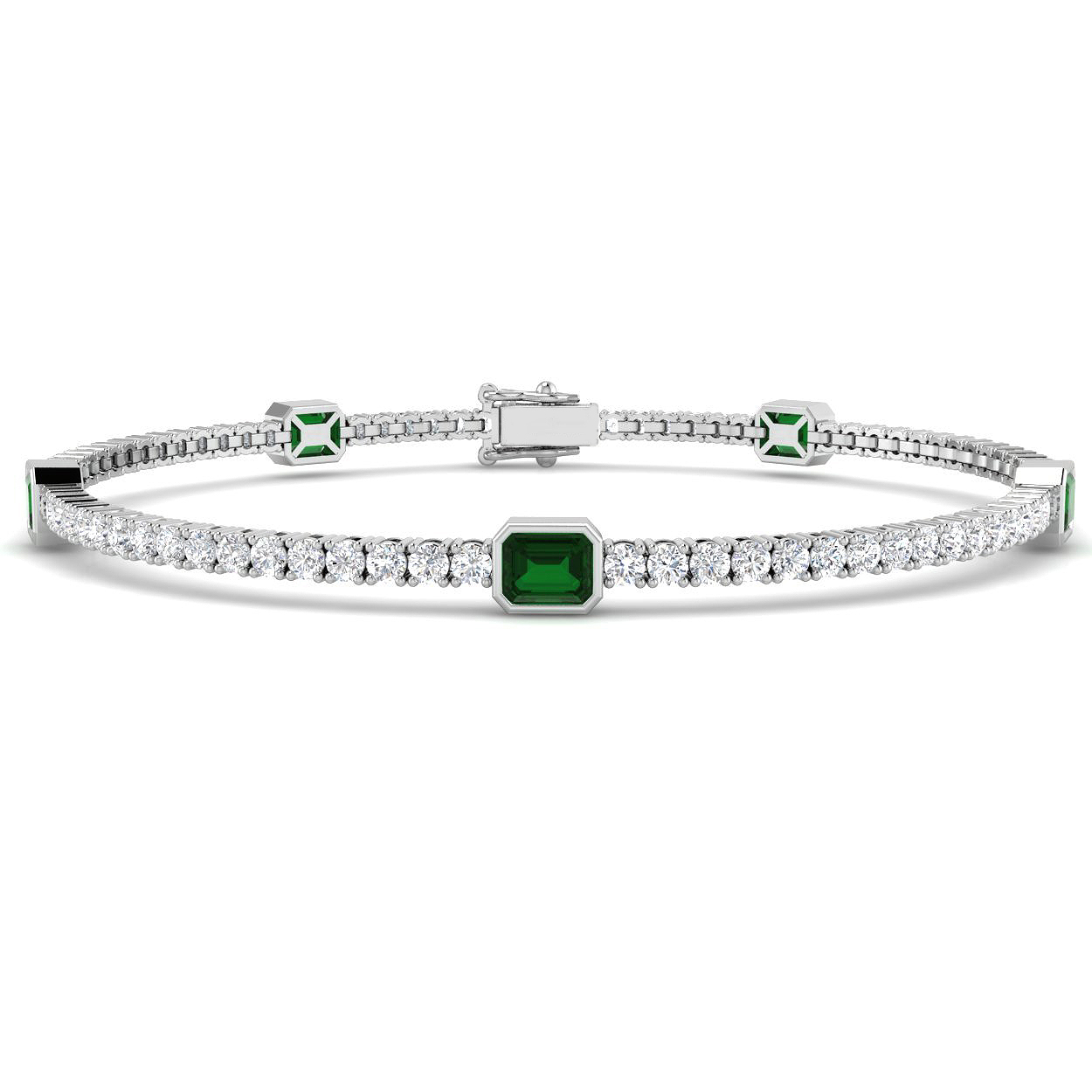 2.05 Ct Emerald Cut Maisy Gemstone Bracelets in Silver 925