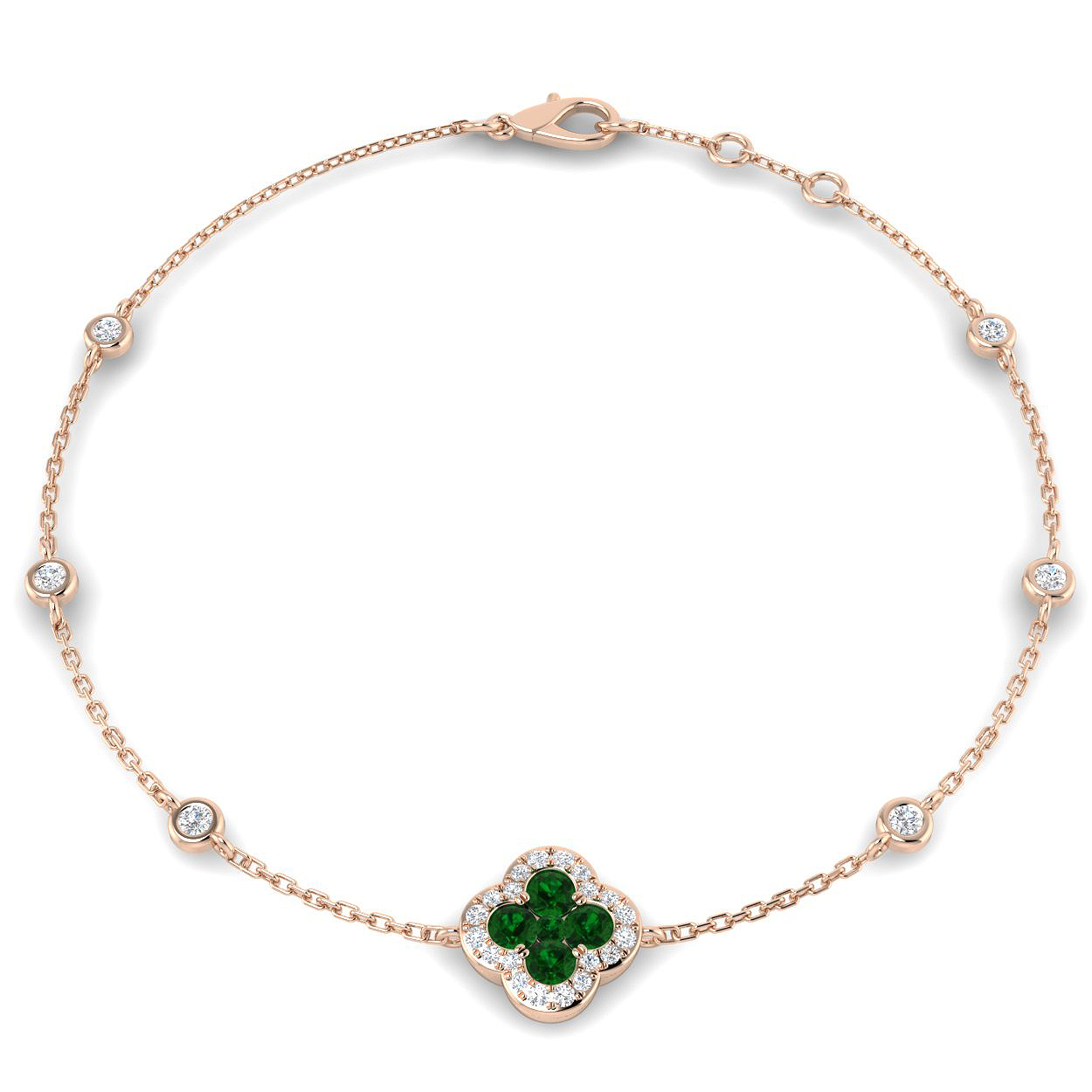 0.17 Ct Emerald Round Cut Faith Gemstone Bracelets in Silver 925