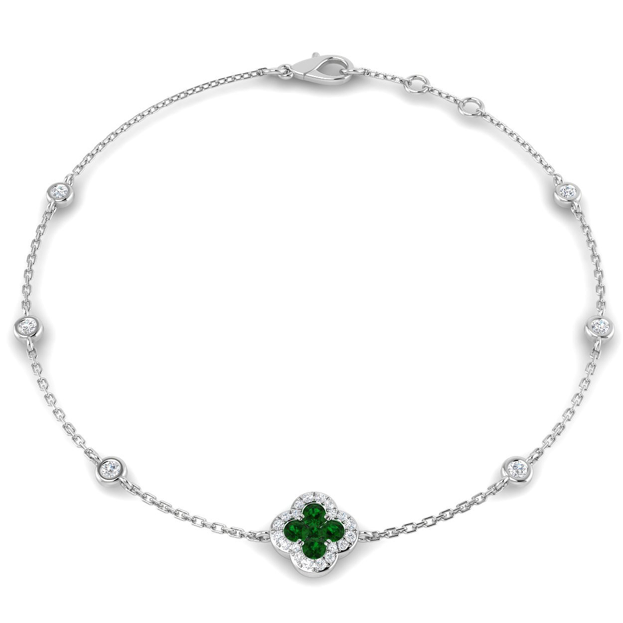 0.17 Ct Emerald Round Cut Faith Gemstone Bracelets in Silver 925