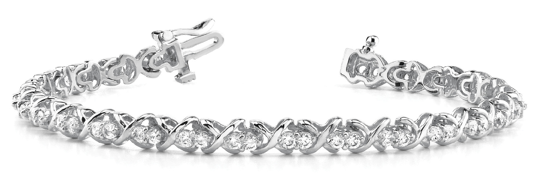 1.25 Ct Natural Round Cut Scout Diamond Tennis Bracelets in Silver 925