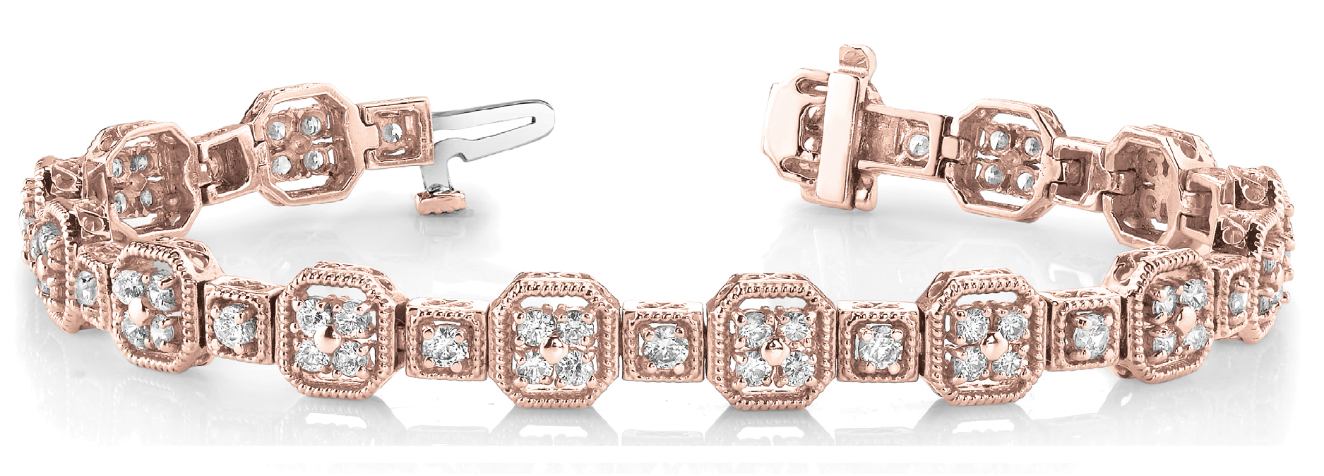 2.04 Ct Lab-Created Diamond Round Cut Madeline  Designer Bracelets in Silver 925