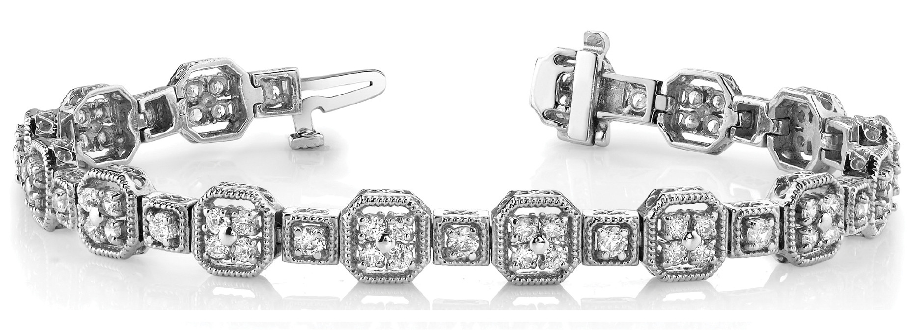 2.04 Ct Lab-Created Diamond Round Cut Madeline  Designer Bracelets in Silver 925