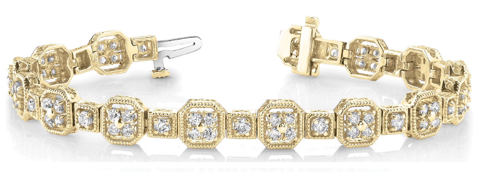 2.04 Ct Lab-Created Diamond Round Cut Madeline  Designer Bracelets in Silver 925