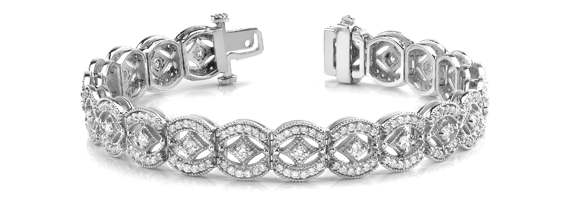 Lab-Created Diamond Round Cut Trinity  Designer Bracelets in Silver 925