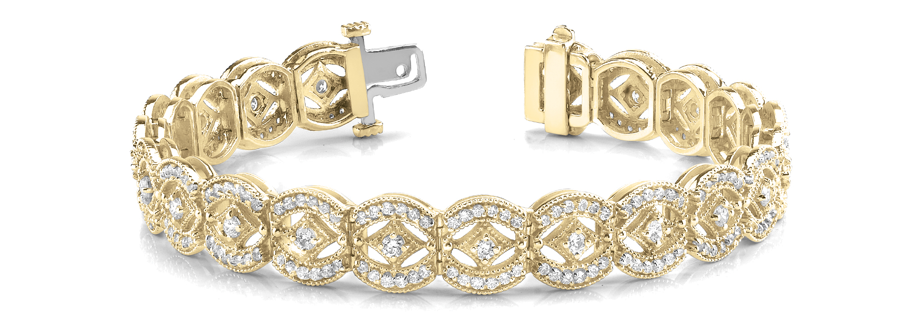 Lab-Created Diamond Round Cut Trinity  Designer Bracelets in Silver 925