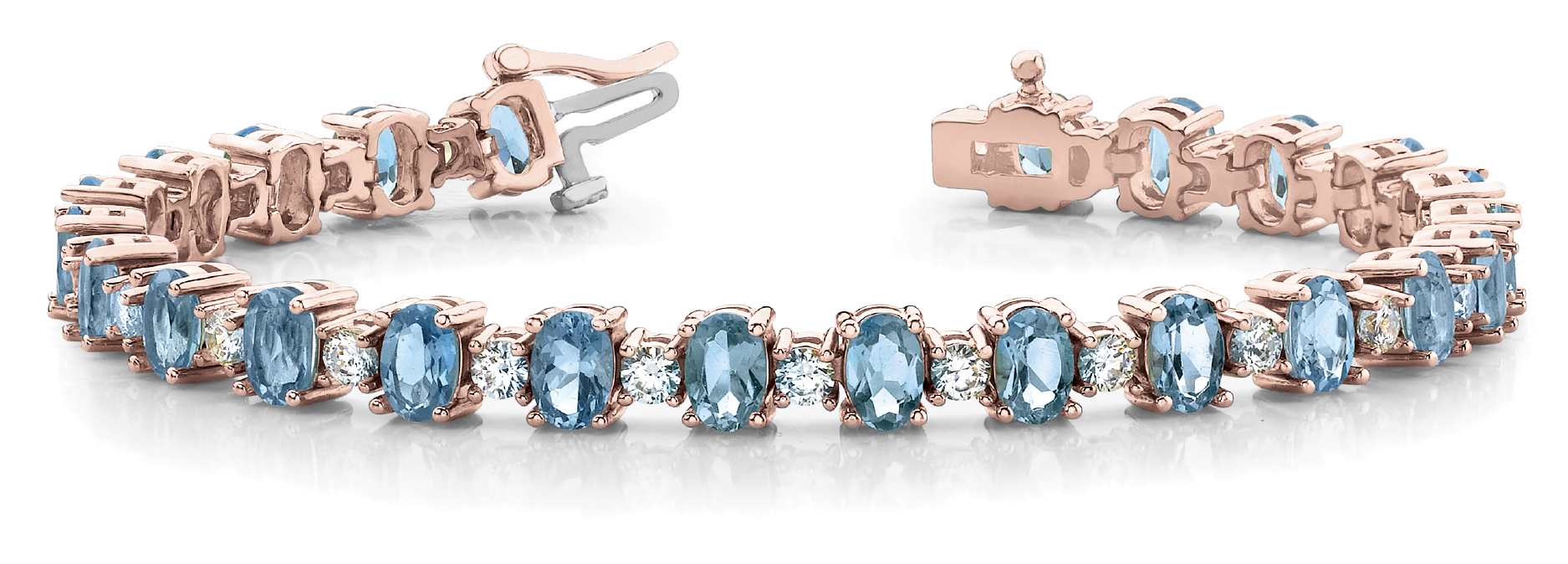 5.6 Ct Aquamarine Oval Cut Viana  Diamond Tennis Bracelets in Silver 925