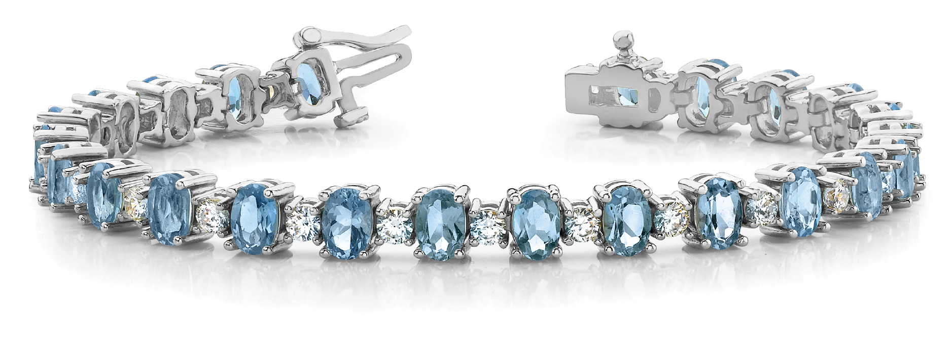 5.6 Ct Aquamarine Oval Cut Viana  Diamond Tennis Bracelets in Silver 925
