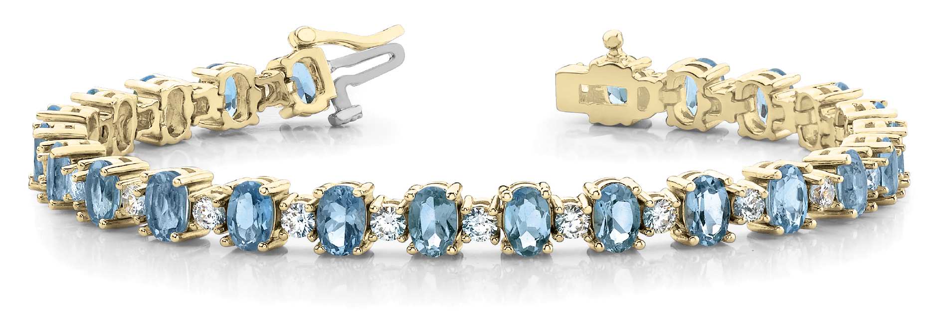 5.6 Ct Aquamarine Oval Cut Viana  Diamond Tennis Bracelets in Silver 925