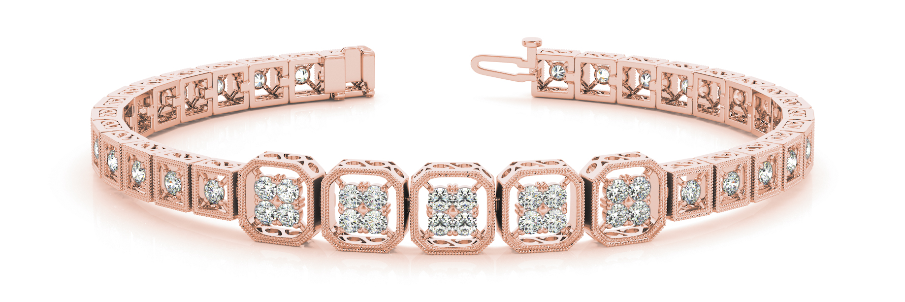 1.44 Ct Lab-Created Diamond Round Cut Mary  Designer Bracelets in Silver 925