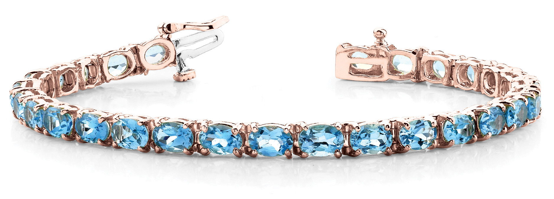 6.8 Ct Blue Topaz Oval Cut Keira  Diamond Bangles Bracelets in Silver 925