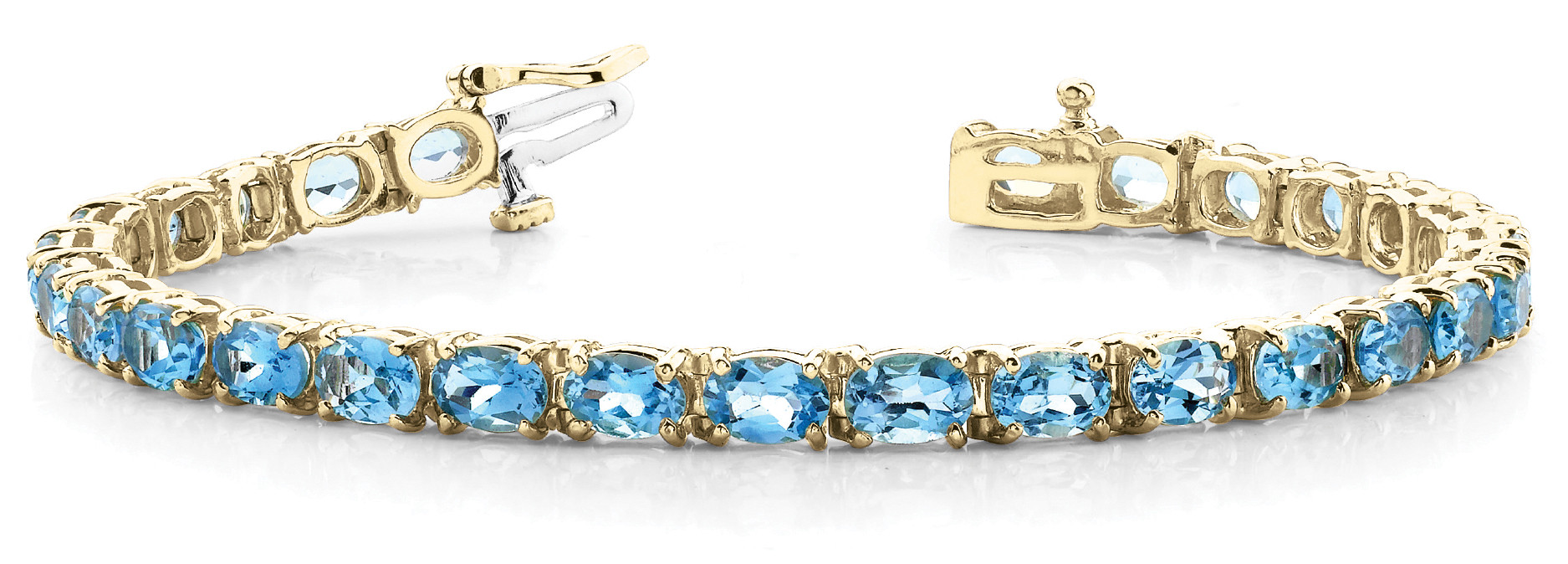 6.8 Ct Blue Topaz Oval Cut Keira  Diamond Bangles Bracelets in Silver 925