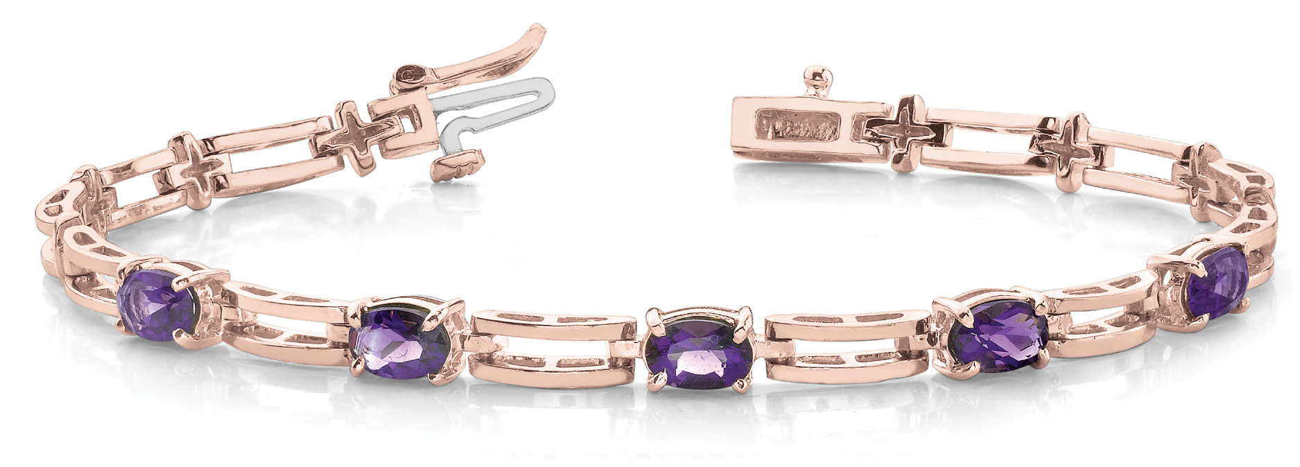 0.6 Ct Amethyst Oval Cut Archie  Diamond Bangles Bracelets in Silver 925