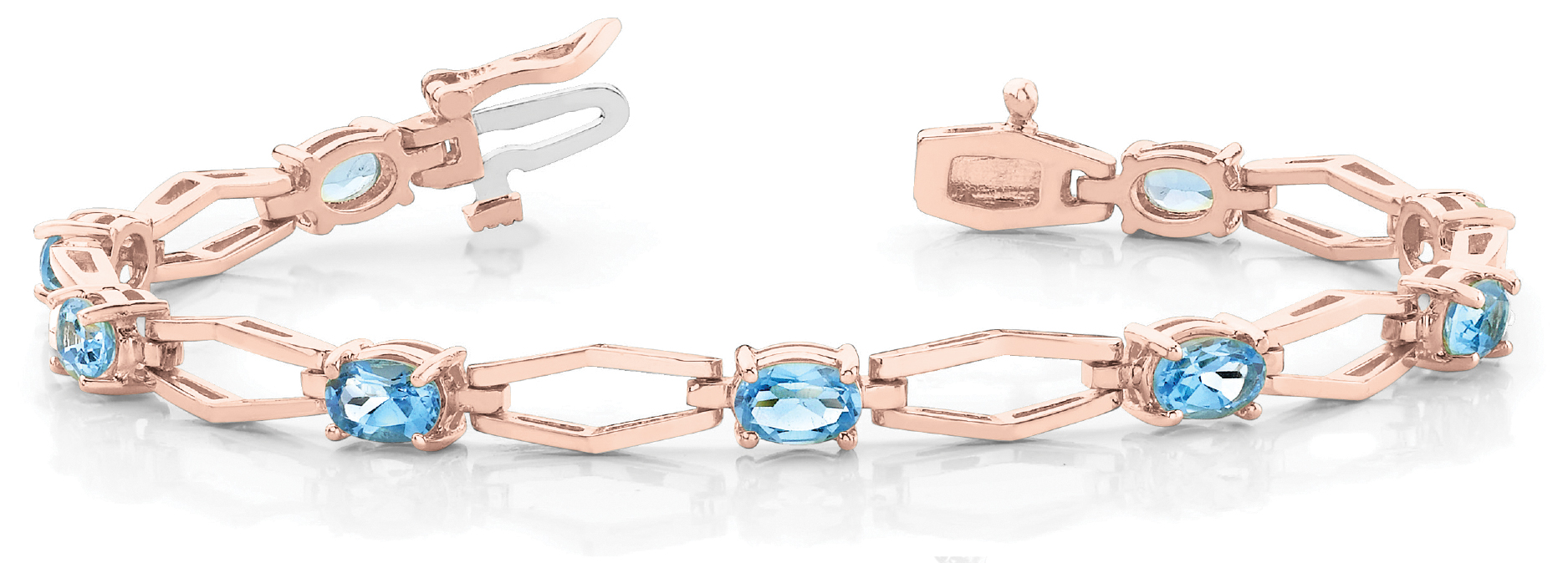 0.6 Ct Aquamarine Oval Cut Vama  Diamond Tennis Bracelets in Silver 925