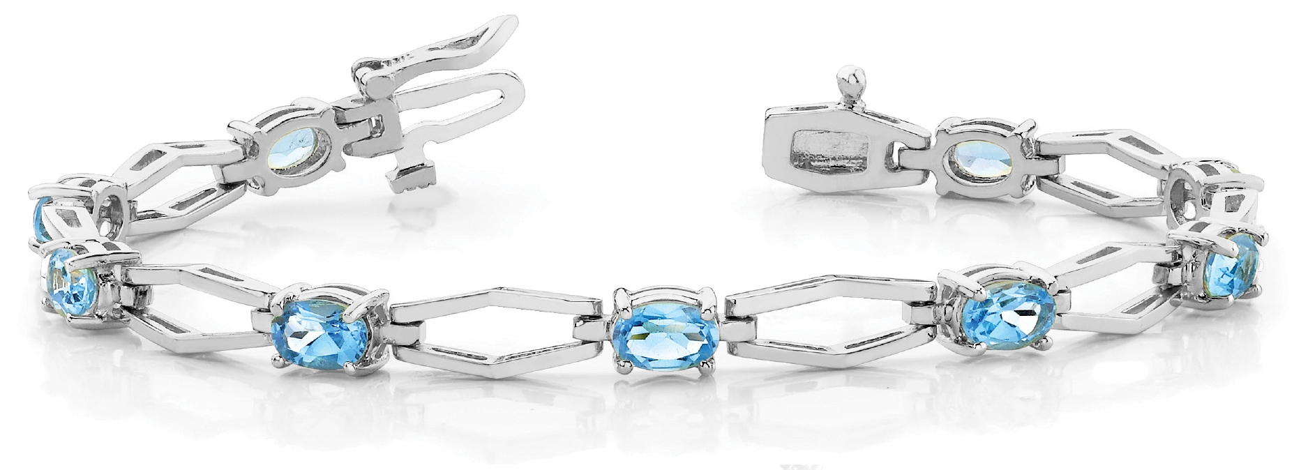 0.6 Ct Aquamarine Oval Cut Vama  Diamond Tennis Bracelets in Silver 925