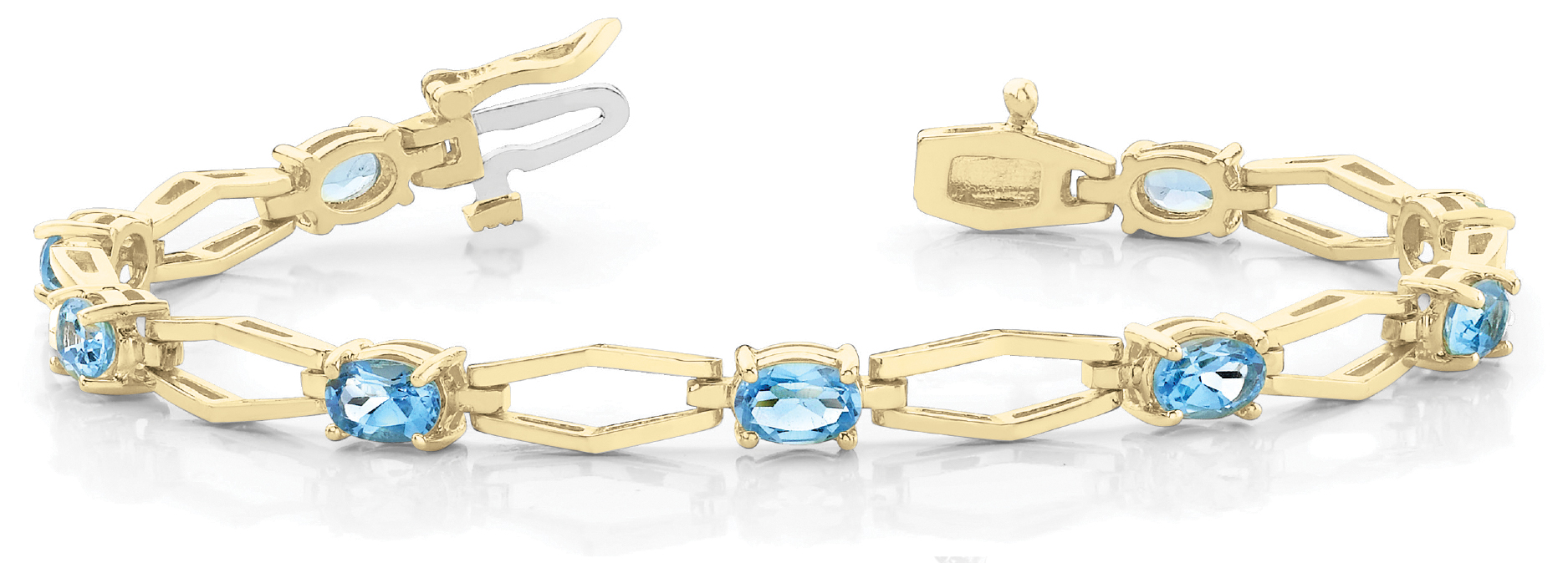0.6 Ct Aquamarine Oval Cut Vama  Diamond Tennis Bracelets in Silver 925