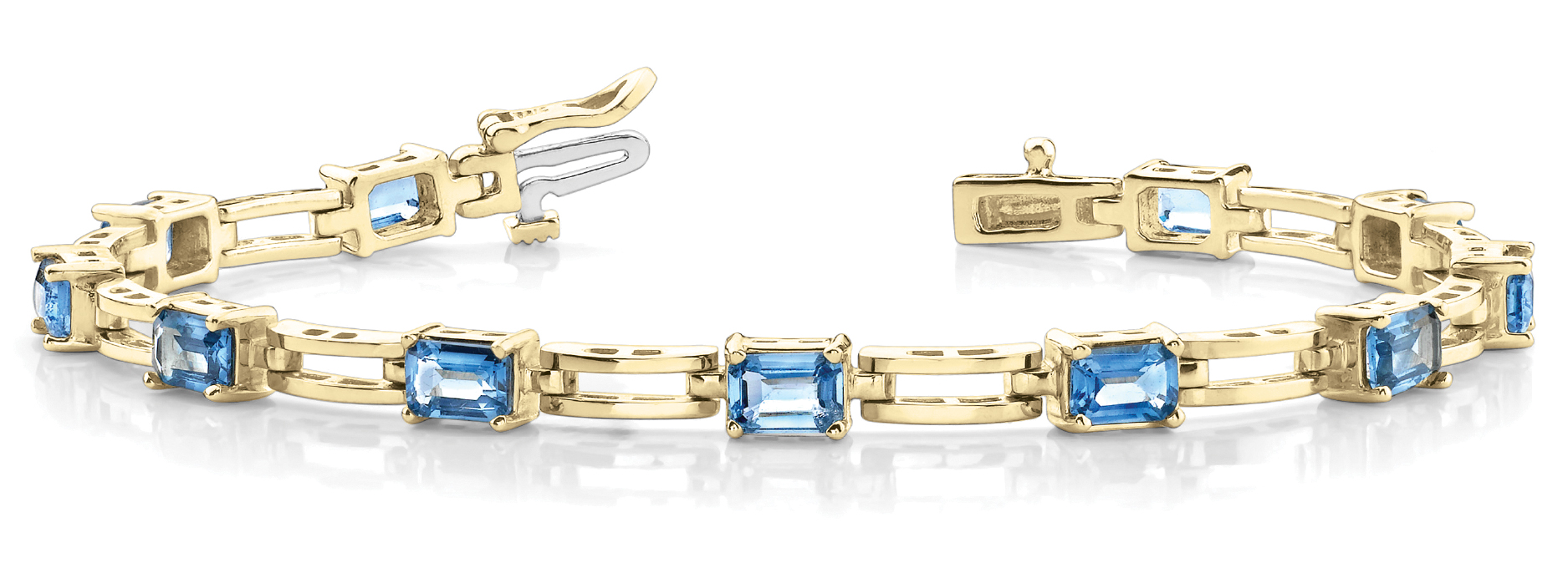 1.2 Ct Blue Topaz Emerald Cut Vania  Diamond Tennis Bracelets in Silver 925