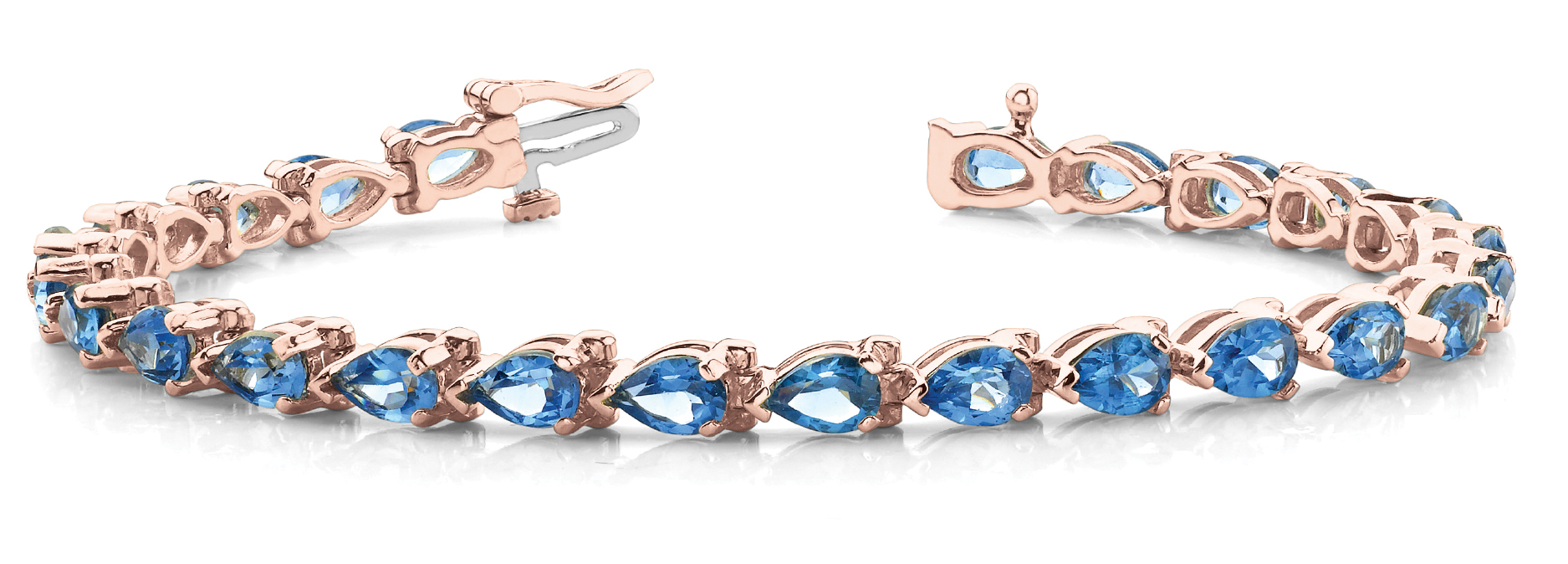 7 Ct Blue Topaz Pear Cut Vega  Bracelets in Silver 925