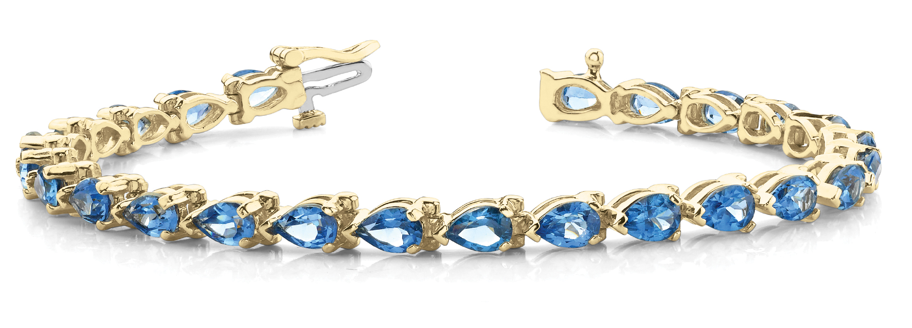 7 Ct Blue Topaz Pear Cut Vega  Bracelets in Silver 925