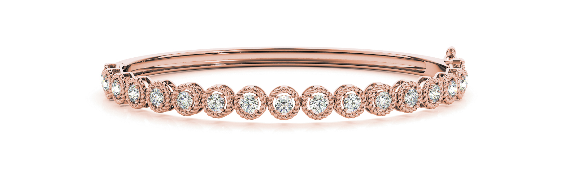 Viva Natural Rose Gold 4 Prong Set Diamond Bangle