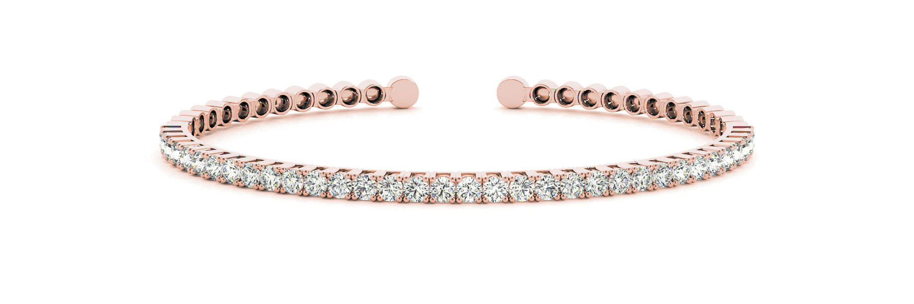 Benjamin Lab Grown Rose Gold Prong Setting  Diamond Bangle Bracelet