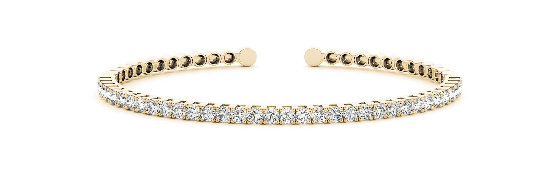 Benjamin Lab Grown Yellow Gold Prong Setting  Diamond Bangle Bracelet