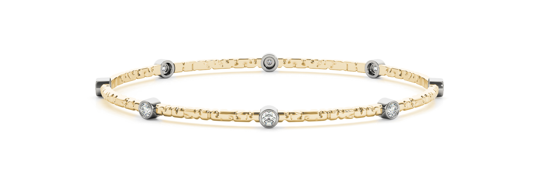 James Lab Grown Yellow Gold Bezel Setting  Diamond Bangle Bracelet
