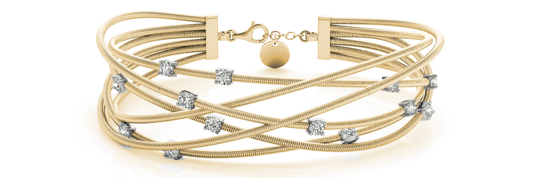 Opal Lab Grown Yellow Gold Diamond Bangle Bracelet