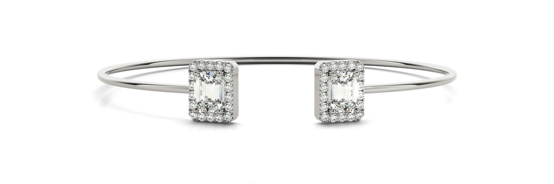 0.7 Ct Lab-Created Emerald Cut Althea Diamond Bangles Bracelets in Silver 925