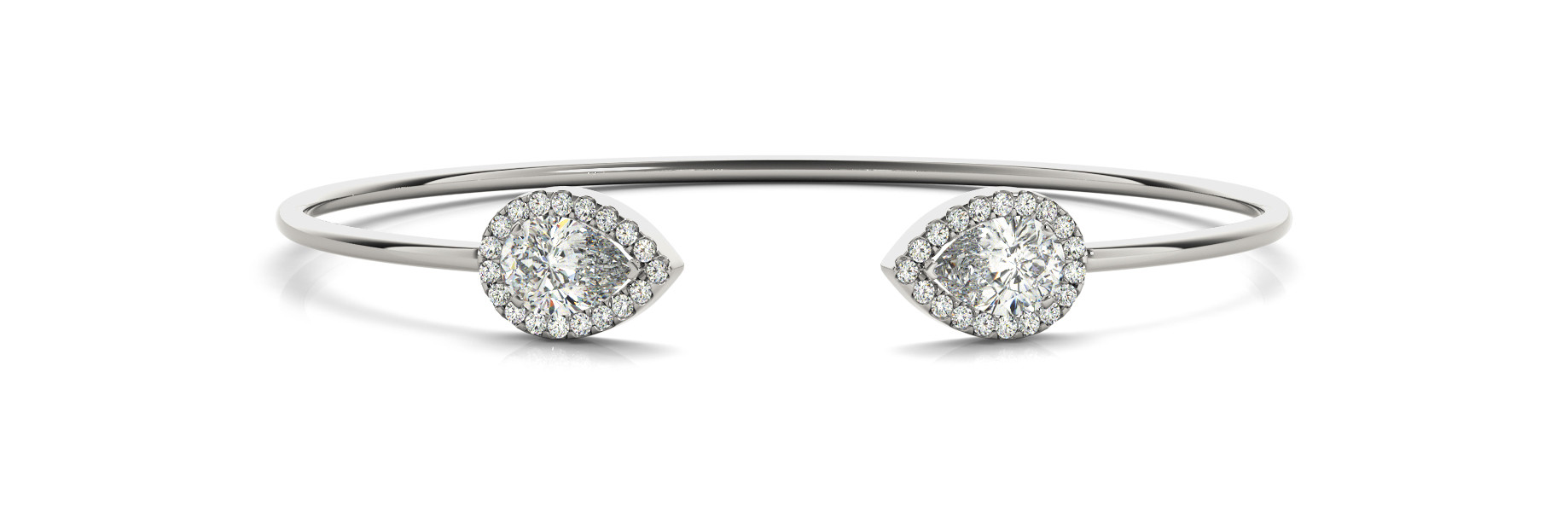 1.9 Ct Lab Grown Pear Cut Aspen  Diamond Bangles Bracelets in Silver 925