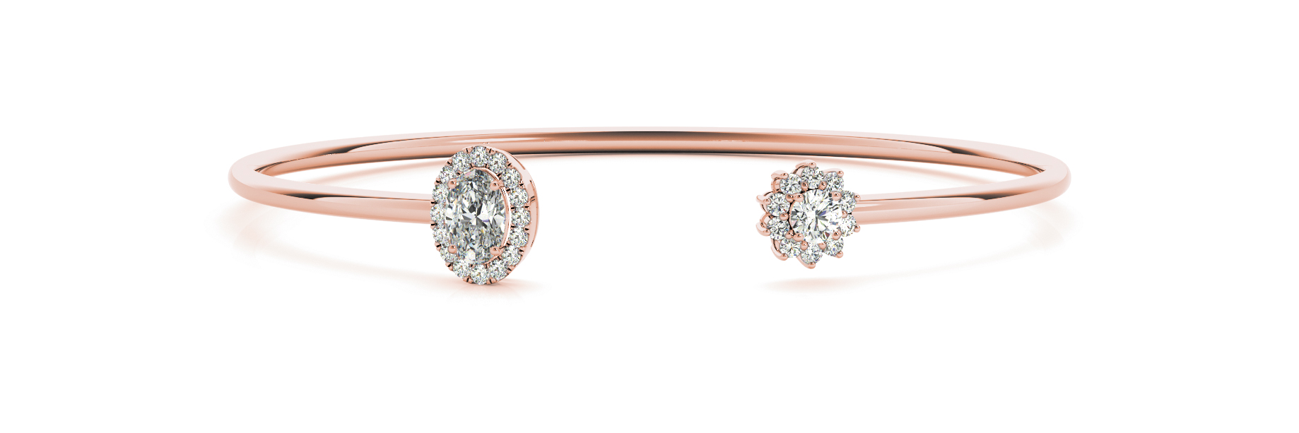 0.75 Ct Natural Oval Cut Vedanshi  Diamond Bangles in Silver 925