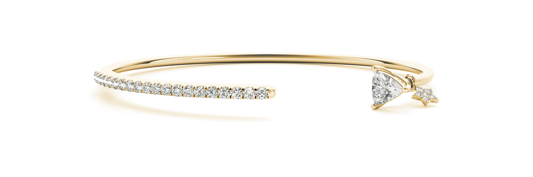 Valyn Natural Yellow Gold 3 Prong Set Diamond Bangle