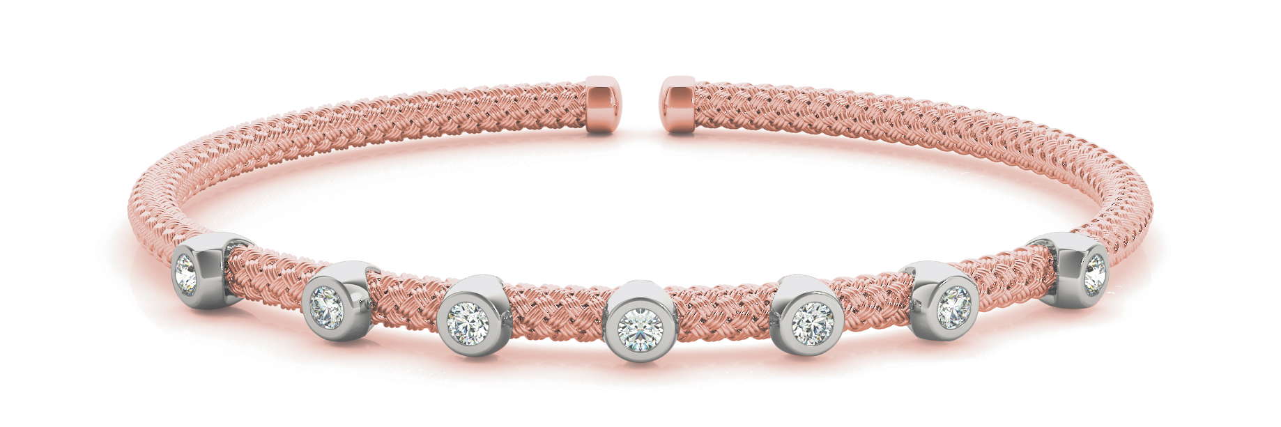 Vidalia Natural Rose Gold Bezel Set Diamond Bangle