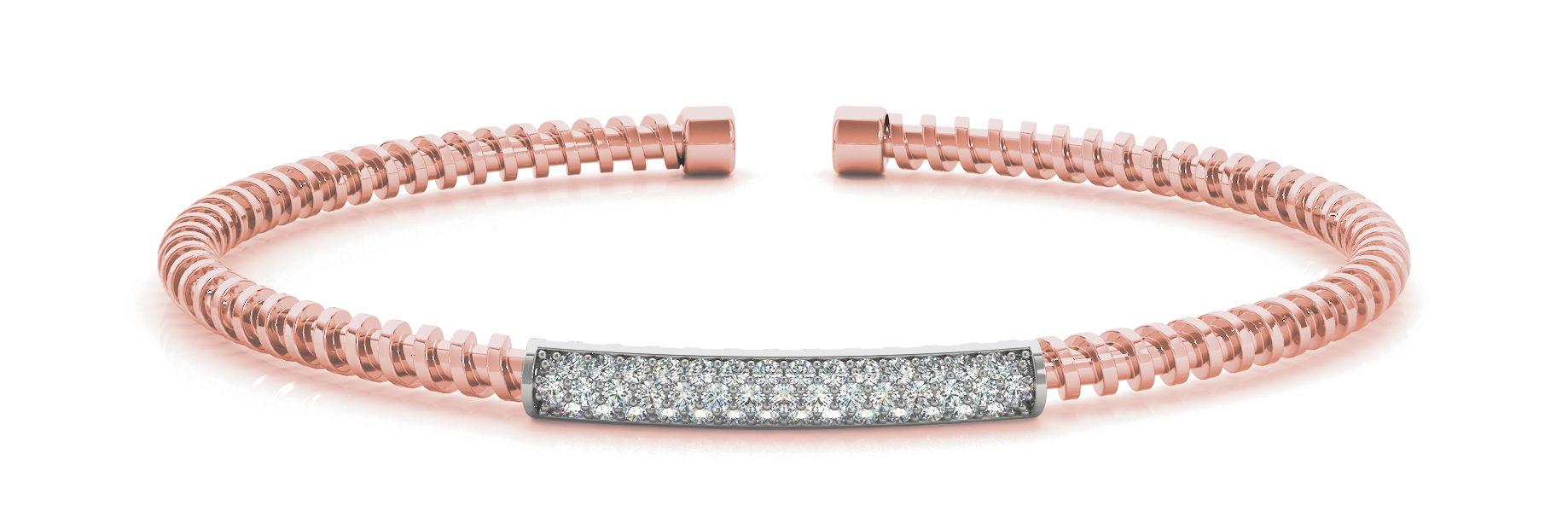 Vivia Natural Rose Gold Pave Diamond Bangle
