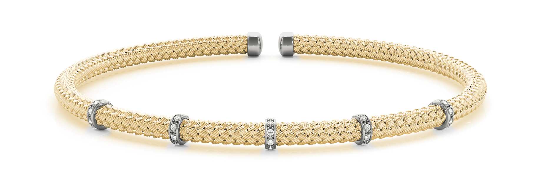Vitoria Natural Yellow Gold Pave Set Diamond Bangle