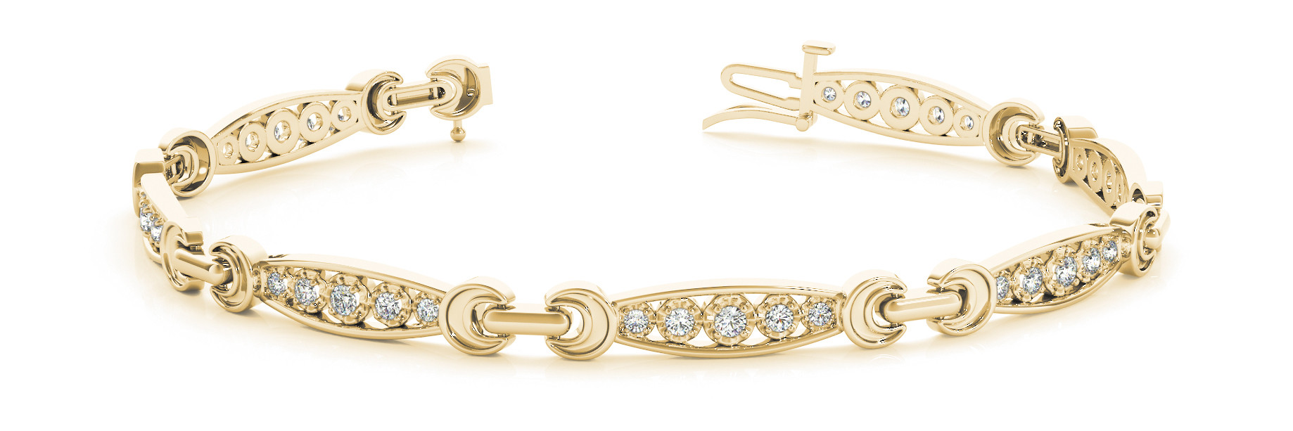 0.38 Ct Lab-Created Diamond Round Cut Eileen  Chain Bracelets in Silver 925