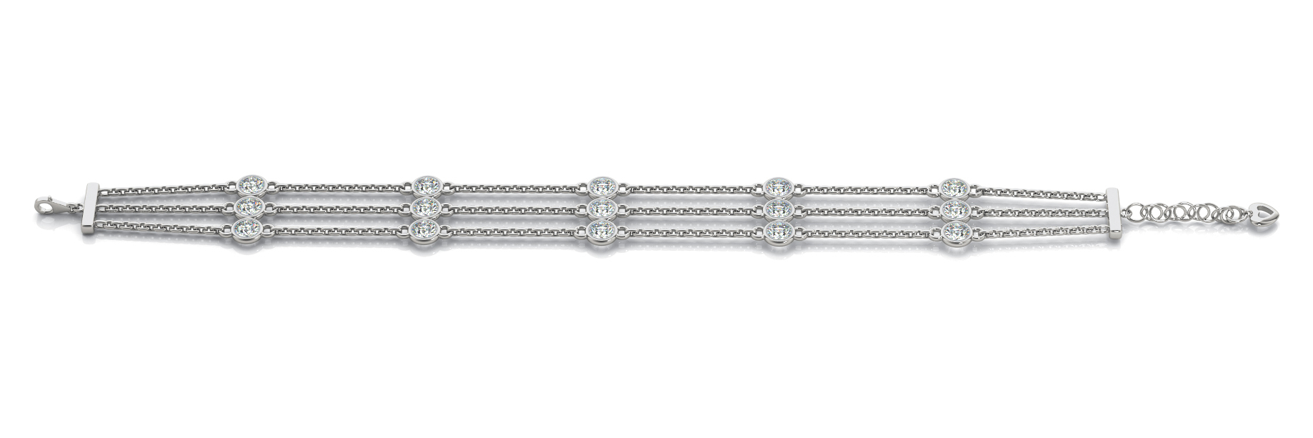 0.45 Ct Natural Diamond Round Cut Vash  Chain in Silver 925