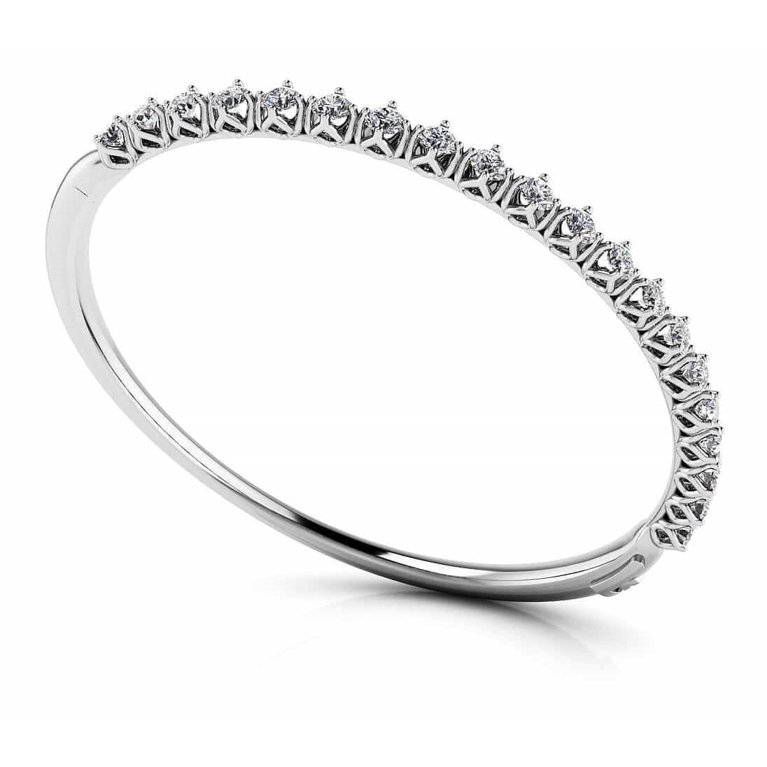 2.6 Ct Natural Round Cut Venecia  Diamond Bangles in Silver 925