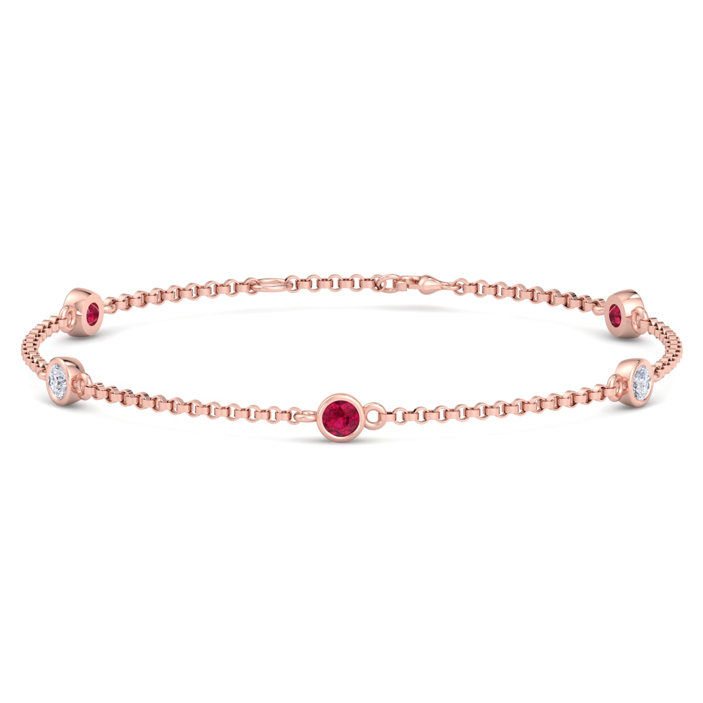 0.25 Ct Natural Ruby Round Cut Ronisha  Chain in 9K White Gold