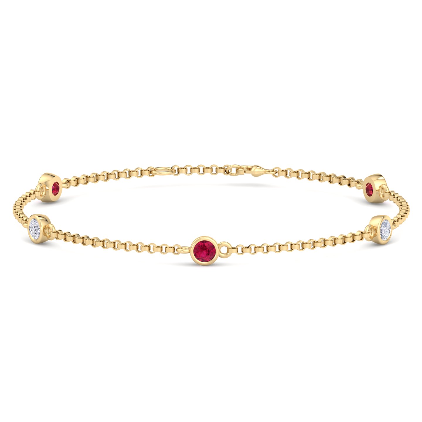 0.25 Ct Natural Ruby Round Cut Ronisha  Chain in 9K White Gold