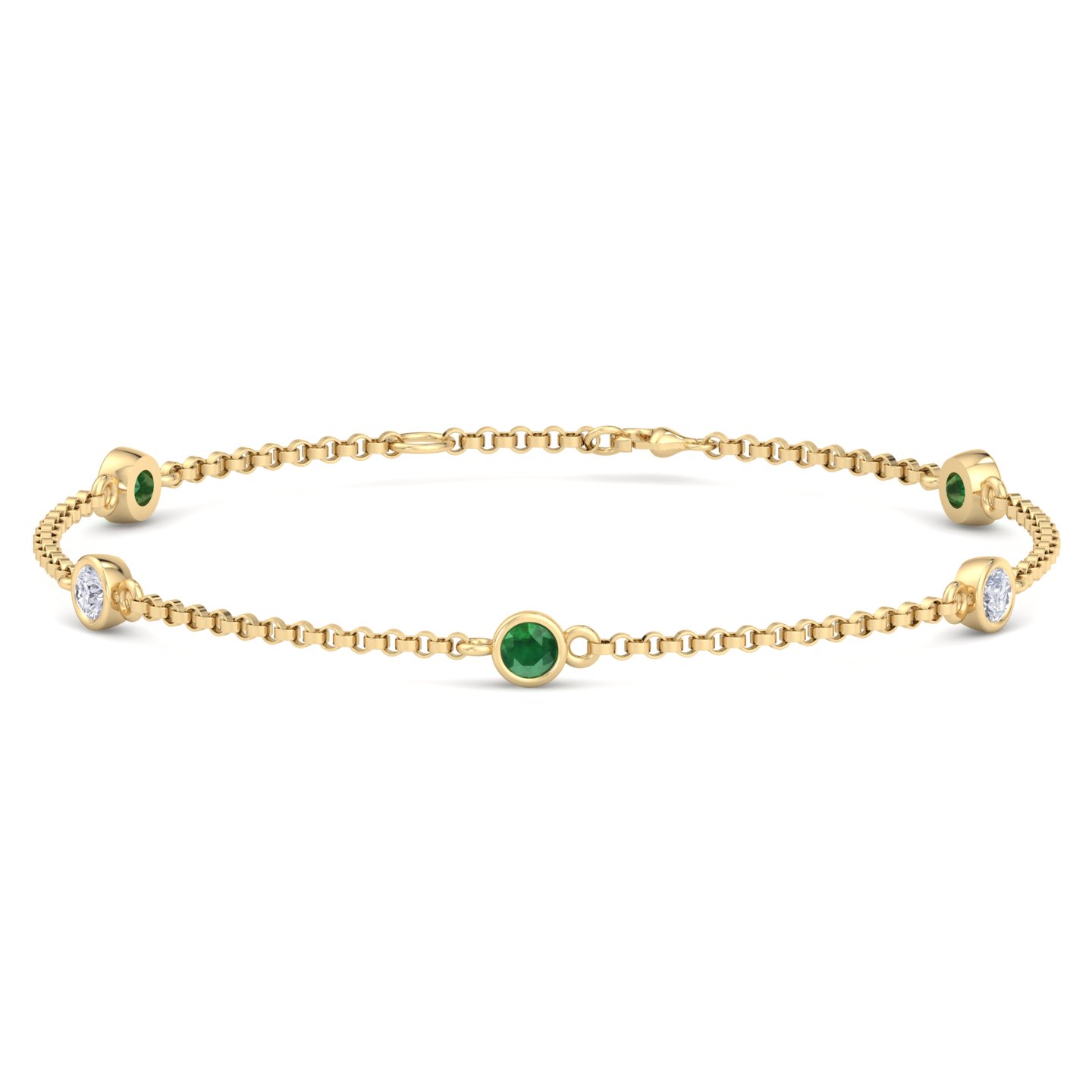 0.25 Ct Emerald Round Cut Rexy  Chain in Silver 925