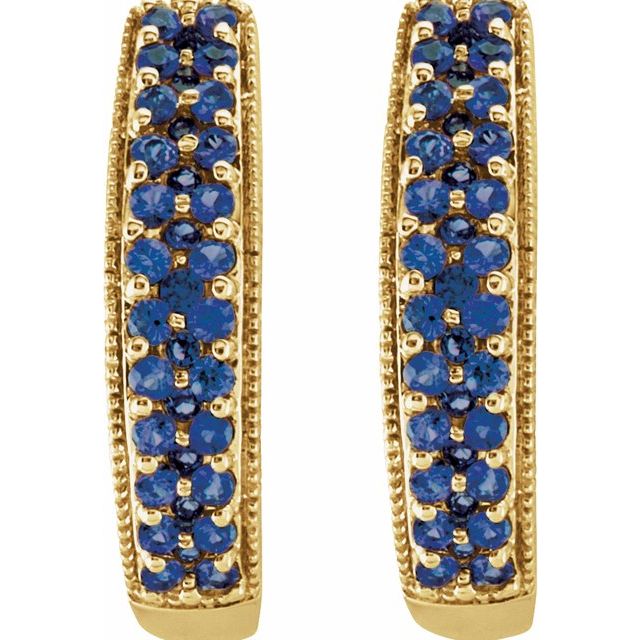 Hilli Blue Sapphire Pave Set  Diamond Earrings