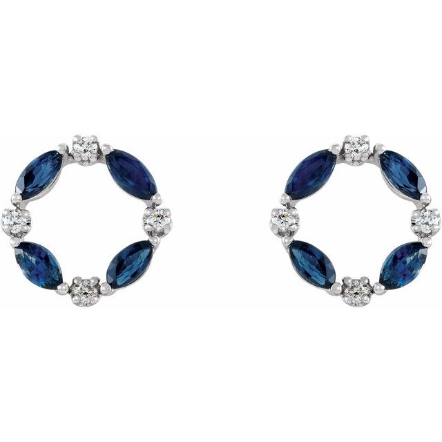 Holey 1.02 Carat Blue Sapphire Prong Set  Diamond Earrings