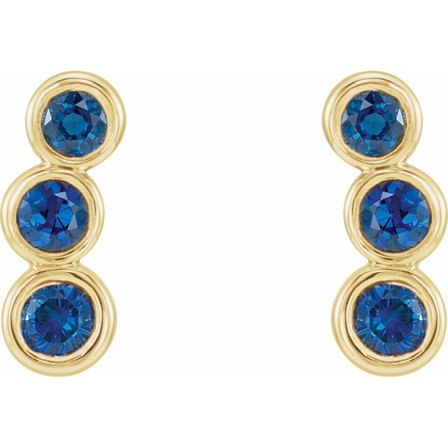Huetta Blue Sapphire Bezel Set  Diamond Earrings