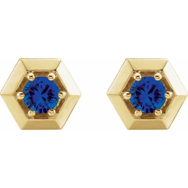 Hugga Blue Sapphire 6 Prong  Diamond Earrings